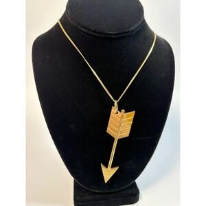 Vintage Necklace Park Lane Gold Tone 28 Inches Huge Chunky Arrow Pendant